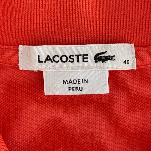 Lacoste Modern Sporty Sleeveless 100% Cotton Polo Dress Orange Sz 40 NWOT - Picture 8 of 12